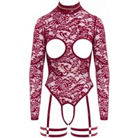 Ouvert-Body aus Spitze und Samt