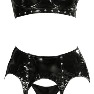 3-teiliges Hebe-Set aus Lack mit Nietenverzierung