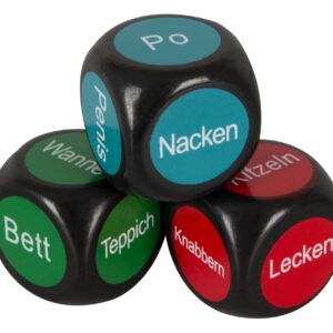 3-teiliges Set „Lustwürfel“ mit Körperteil, Ort und Aktion