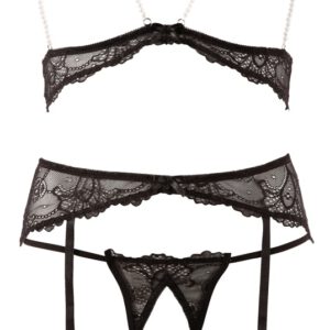 3-teiliges Straps-Set, ouvert, mit Schmuckperlen