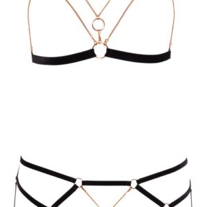 BH ouvert plus Slip ouvert aus elastischen Samtbändern