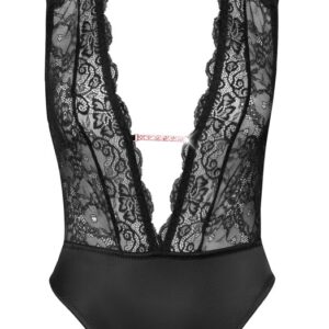 Body ouvert aus feiner weicher Spitze und Stretchsatin