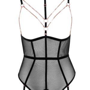 Body ouvert mit Strapsen, Halsband und Strassketten, alles abnehmbar