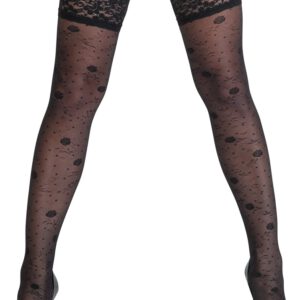 Halterlose Strümpfe mit zartem Rosenmuster, Oeko-Tex zertifiziert.