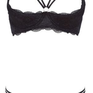 Hebe plus String aus schwarzer Spitze